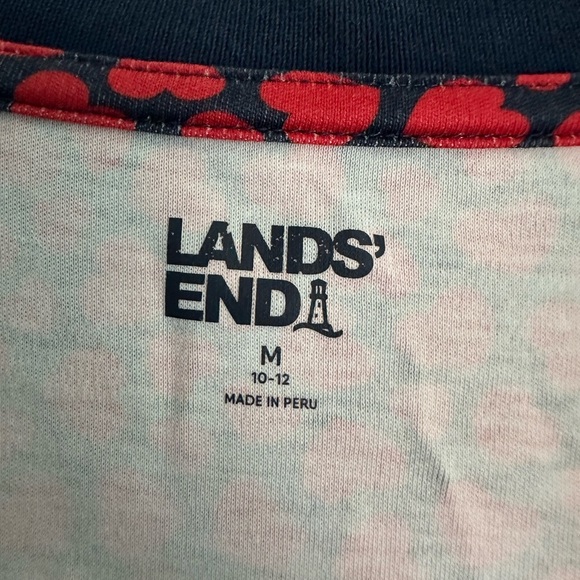 Lands' End Women Heart Print Short Sleeve Polo Shirt Red Medium 10-12 - Picture 3 of 4